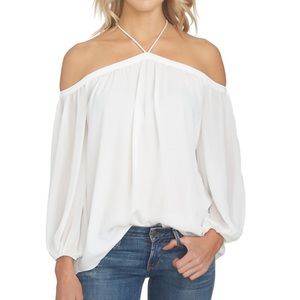 NWOT ✨ Off the Shoulder Sheer Chiffon Blouse